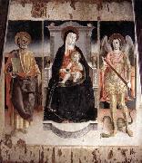 Lorenzo Veneziano Madonna Enthroned with the Infant Christ, St Peter and St Michael Spain oil painting artist